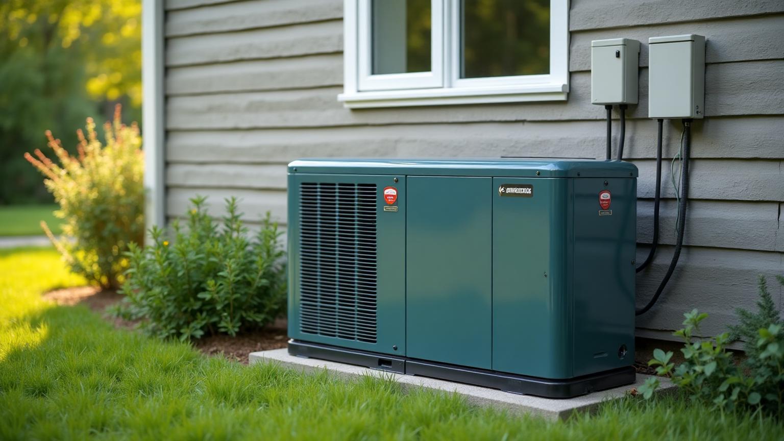 Backup generator integrated with HVAC system for off-grid rural property